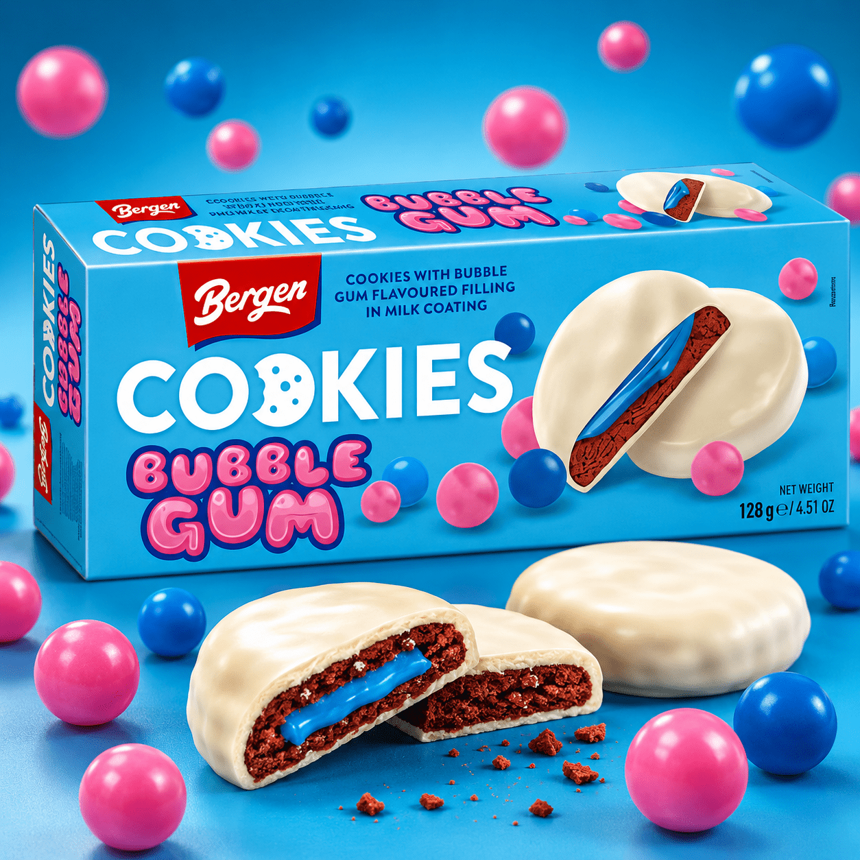 Bergen Cookies Bubble Gum 128g