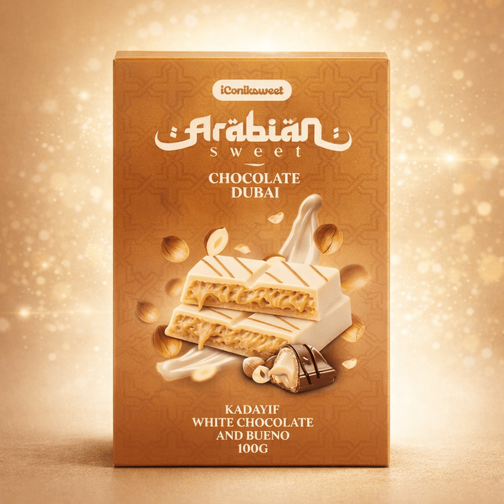 Iconiksweet Chocolate Dubai Kadayif White Chocolate & Bueno 100g - Amaiav3