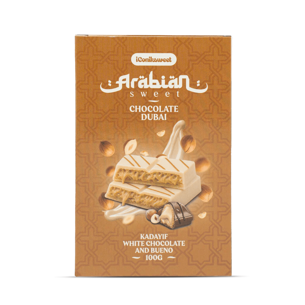 Iconiksweet Chocolate Dubai Kadayif White Chocolate & Bueno 100g - Amaiav3