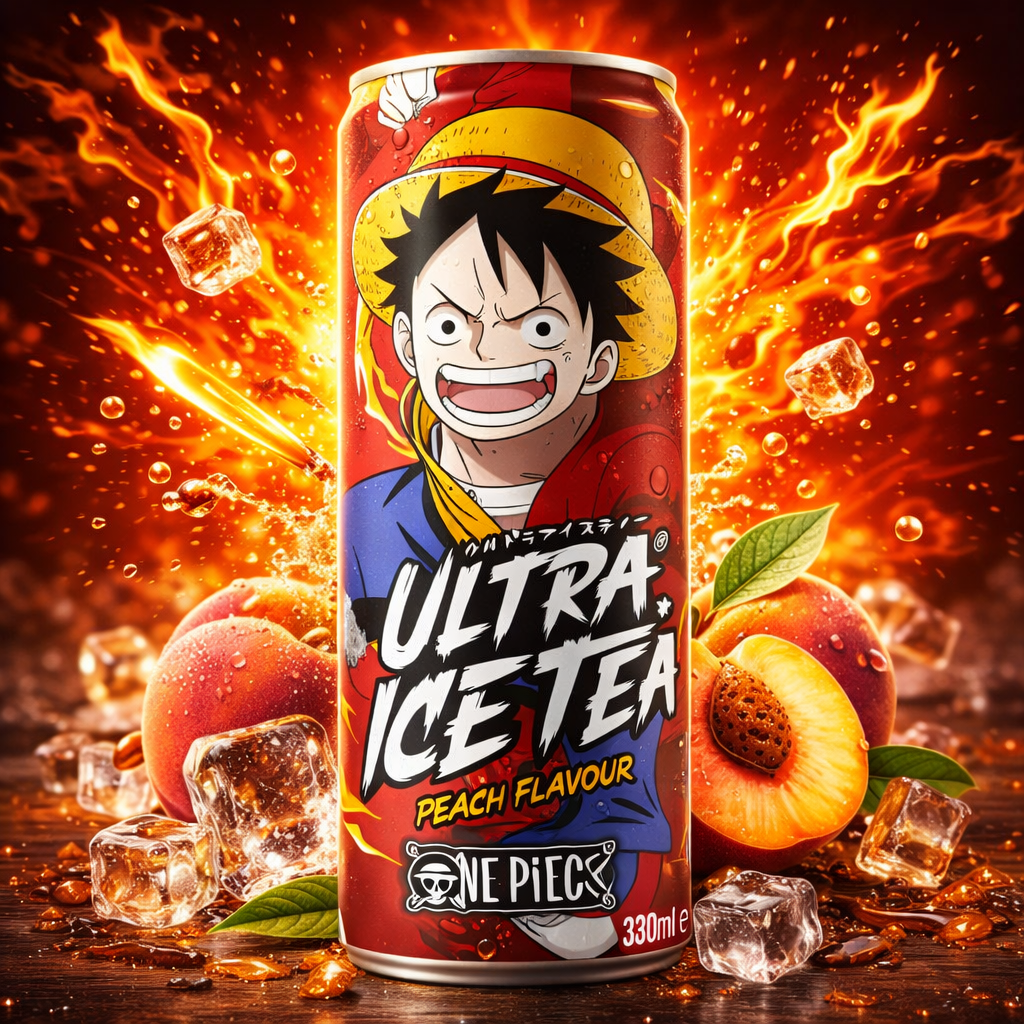 One Piece Luffy Ultra Ice Tea Pêche 330ml - Amaia – Snacks, bonbons & boissons du monde entier